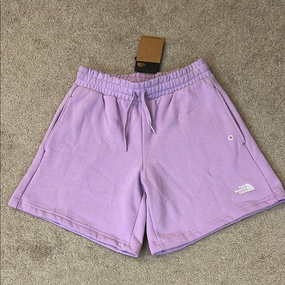 The North Face Half Dome Fleece Shorts Purple Athletic Shorts Elastic Waistband - Picture 9 of 9